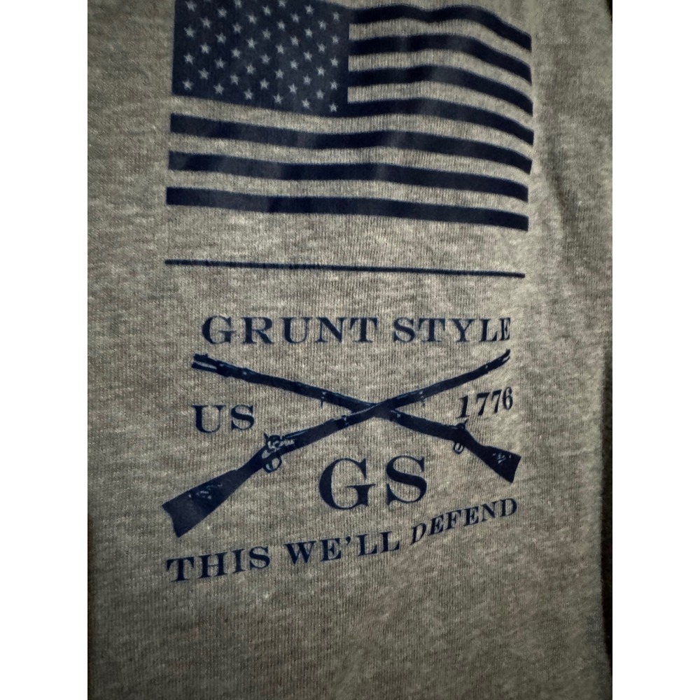 Grunt Style Mens Large Gray Graphic T-Shirt Patriotic Betsy Ross Flag GS Tee - Picture 3 of 4